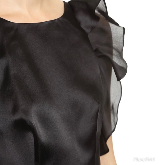 Keepsake Falling For You Silk Ruffle Trim Sides Pleated Short Romper Black Small - Picture 5 of 16